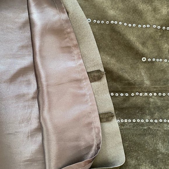 BCBG MAX AZRIA Suede A-Line Midi Skirt Side Zip Laces Studs Size 4 Knee Length - Picture 10 of 14